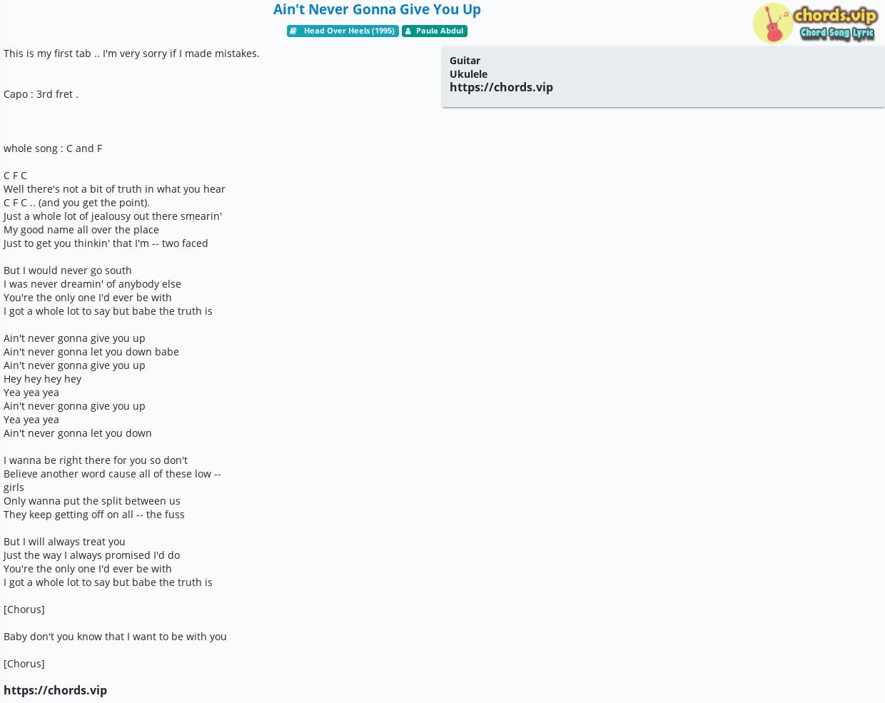never gonna give you up chords lyrics never gonna give you up chords lyrics
