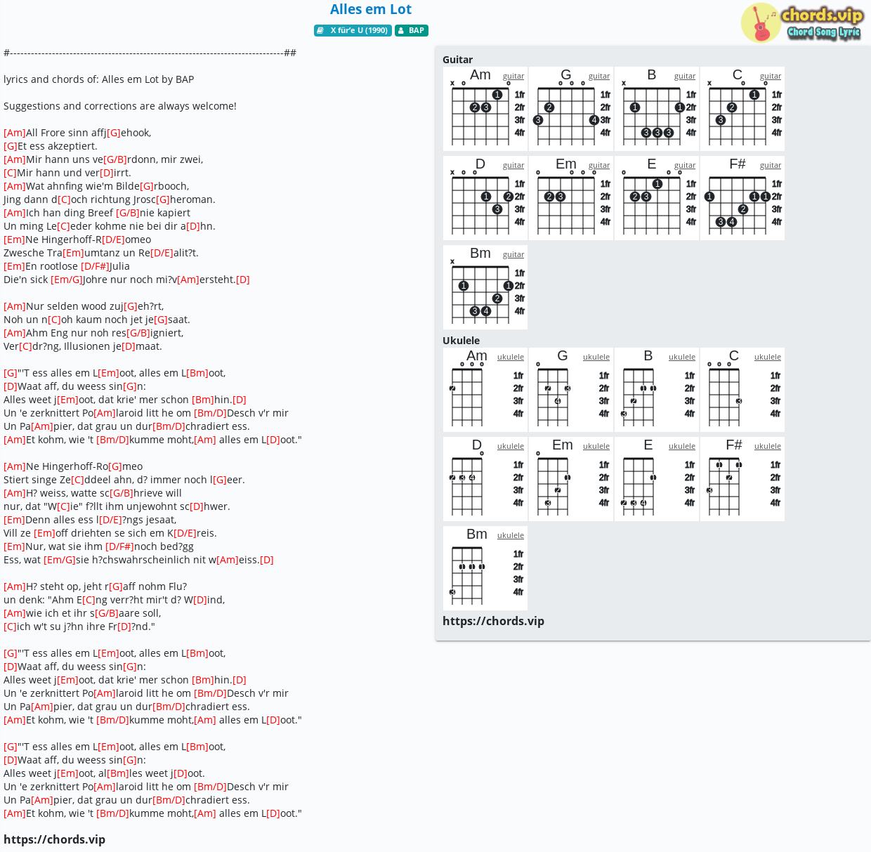 Chord Alles Em Lot Bap Tab Song Lyric Sheet Guitar Ukulele Chords Vip