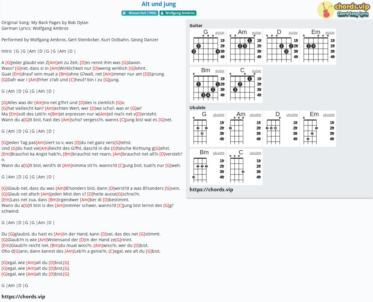 Chord Alt Und Jung Wolfgang Ambros Tab Song Lyric Sheet Guitar Ukulele Chords Vip
