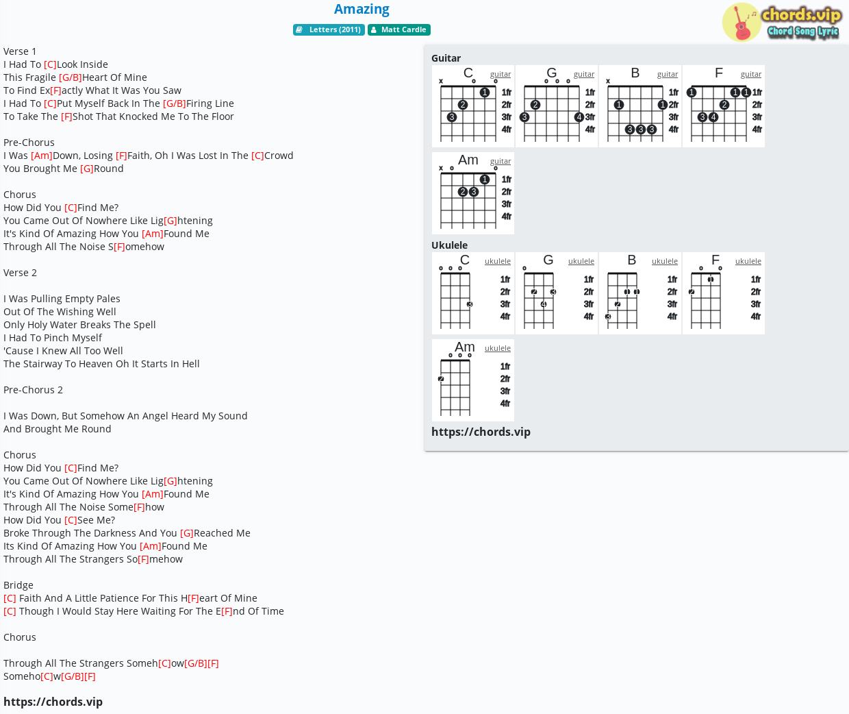 Chord Amazing Matt Cardle Tab Song Lyric Sheet Guitar Ukulele Chords Vip