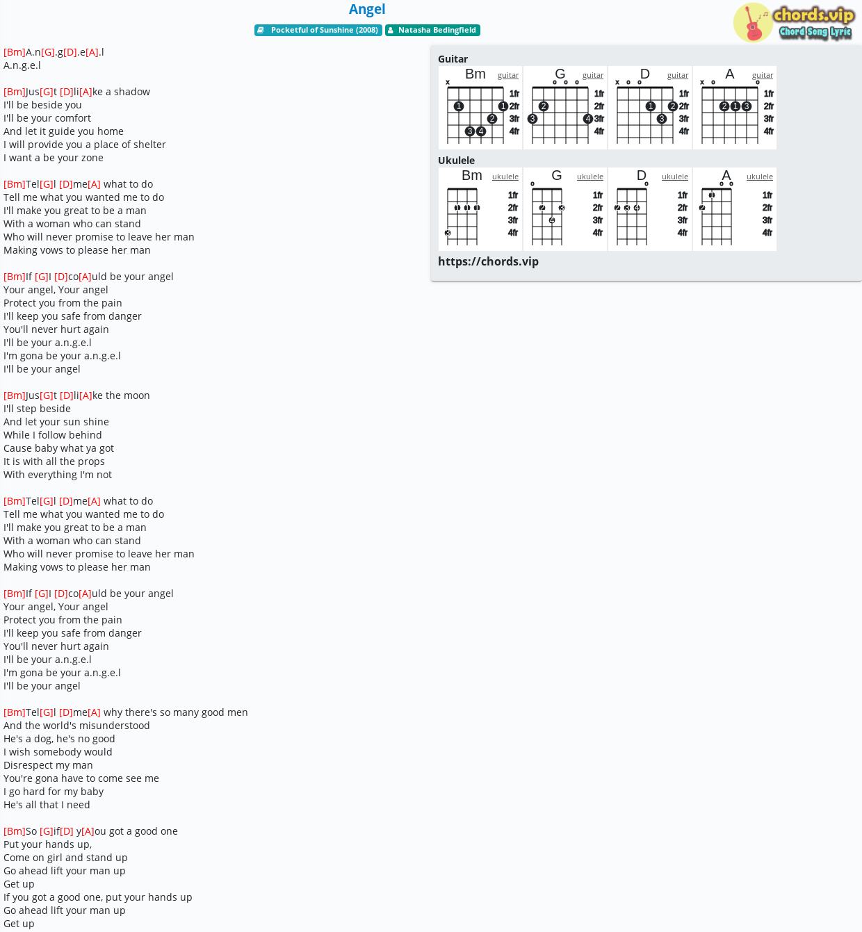 Hợp Am Angel Natasha Bedingfield Cảm Am Tab Guitar Ukulele Lời Bai Hat Chords Vip