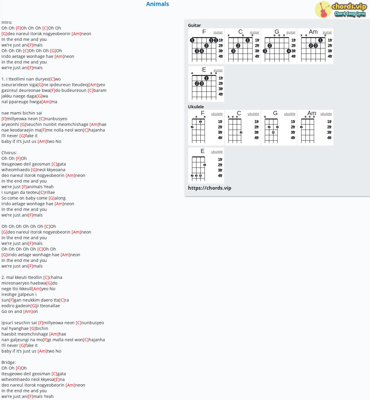 Animal Neon Trees Chords Ukulele - Solahino