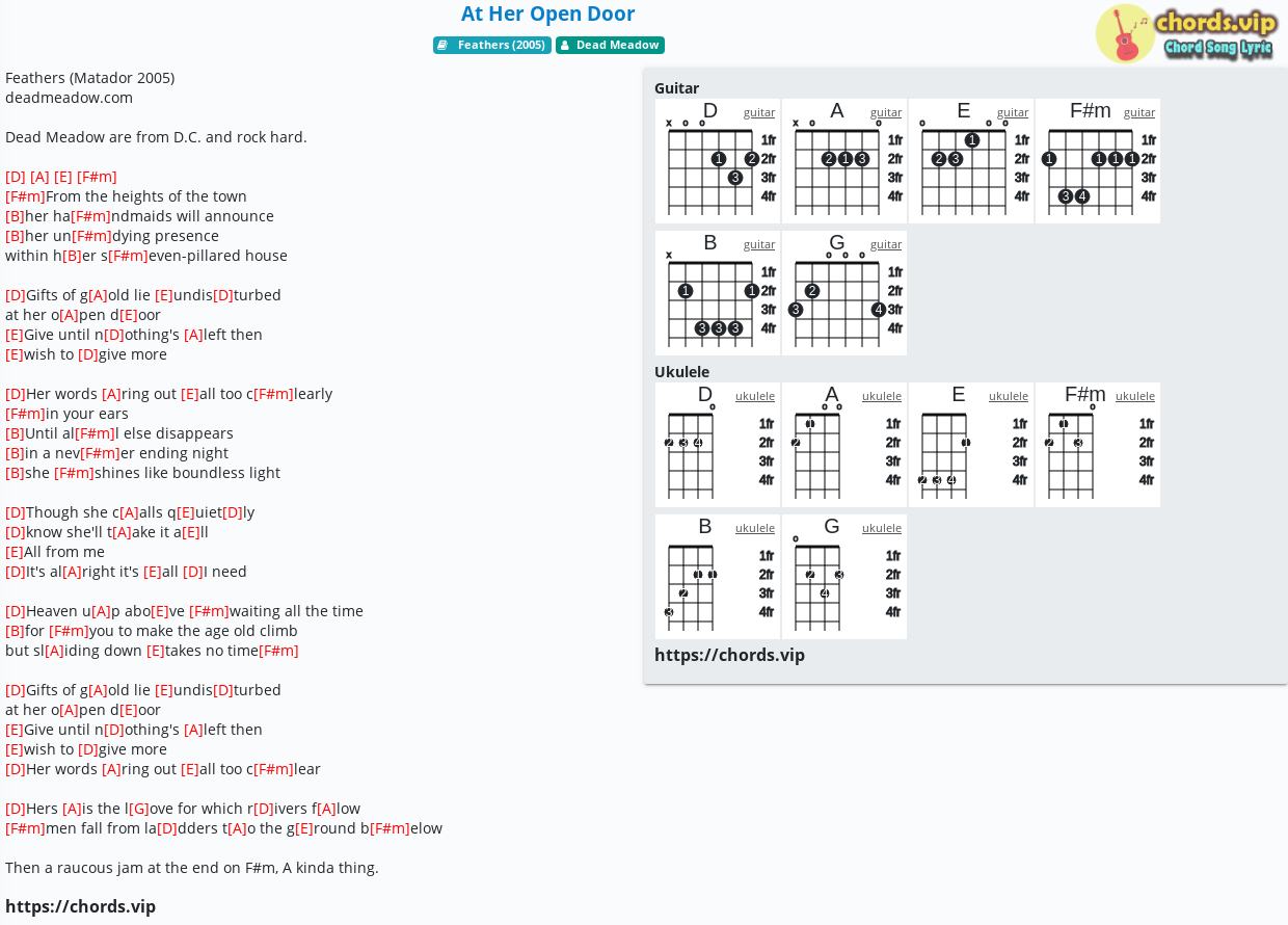 Chord At Her Open Door Dead Meadow Tab Song Lyric Sheet Guitar Ukulele Chords Vip