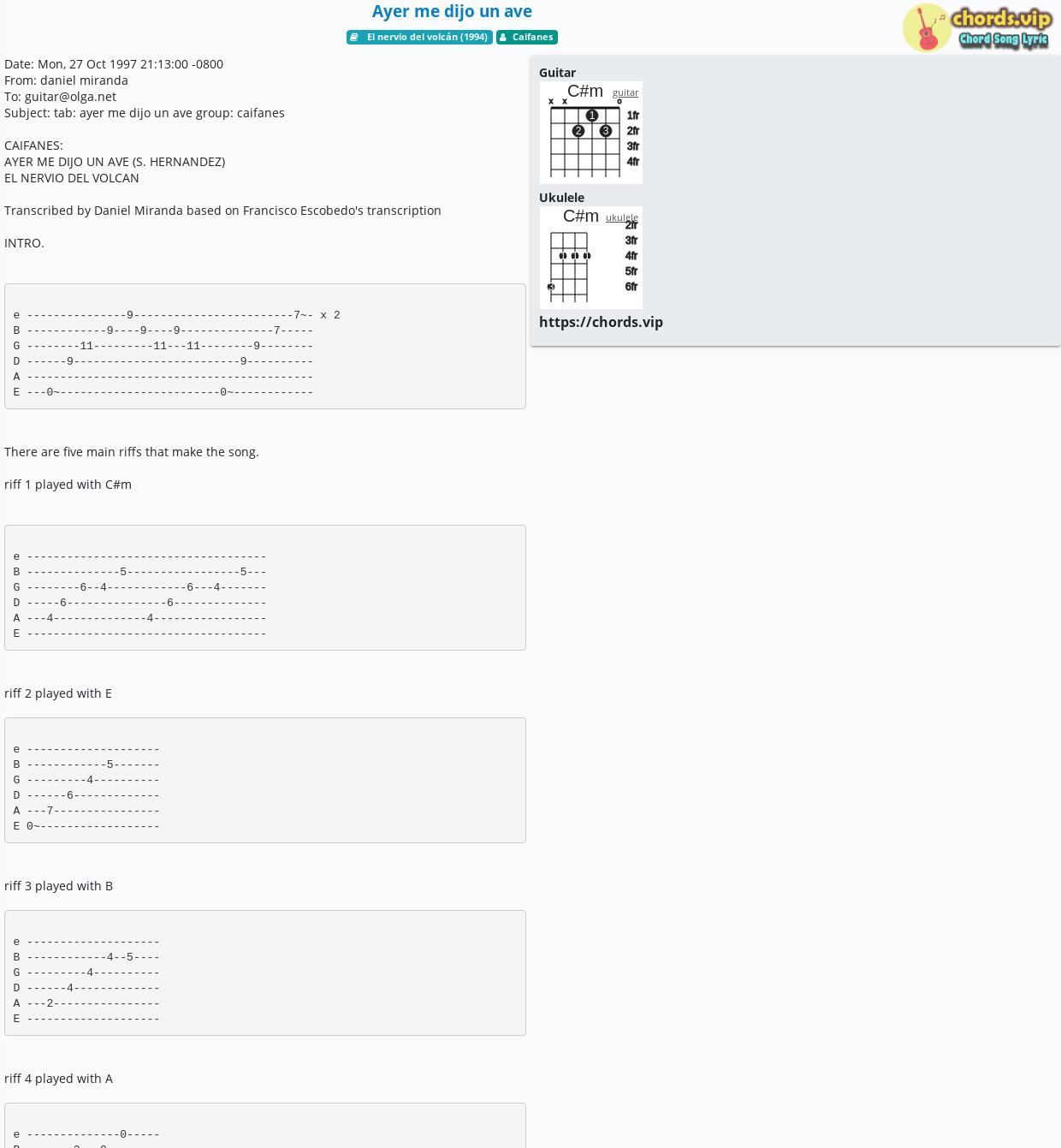 Chord Ayer Me Dijo Un Ave Caifanes Tab Song Lyric Sheet Guitar Ukulele Chords Vip