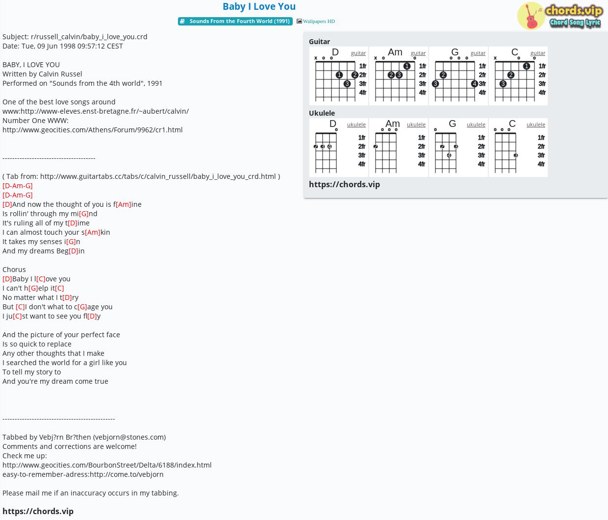 Chord Baby I Love You Calvin Russell The Dream Syndicate Tab Song Lyric Sheet Guitar Ukulele Chords Vip