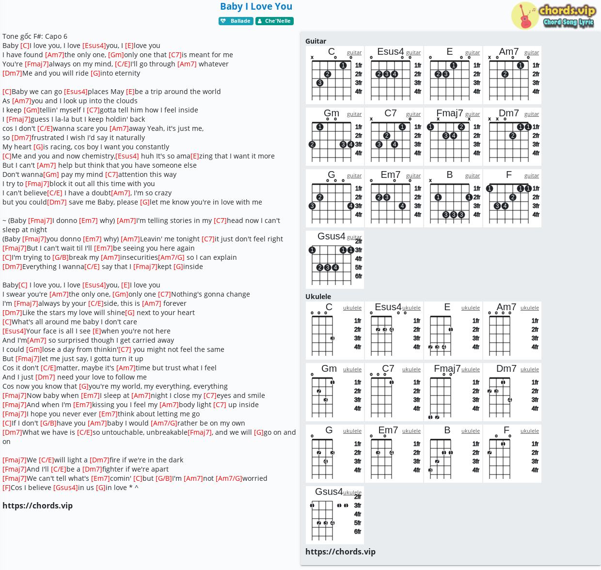 Chord Baby I Love You Che Nelle Tab Song Lyric Sheet Guitar Ukulele Chords Vip