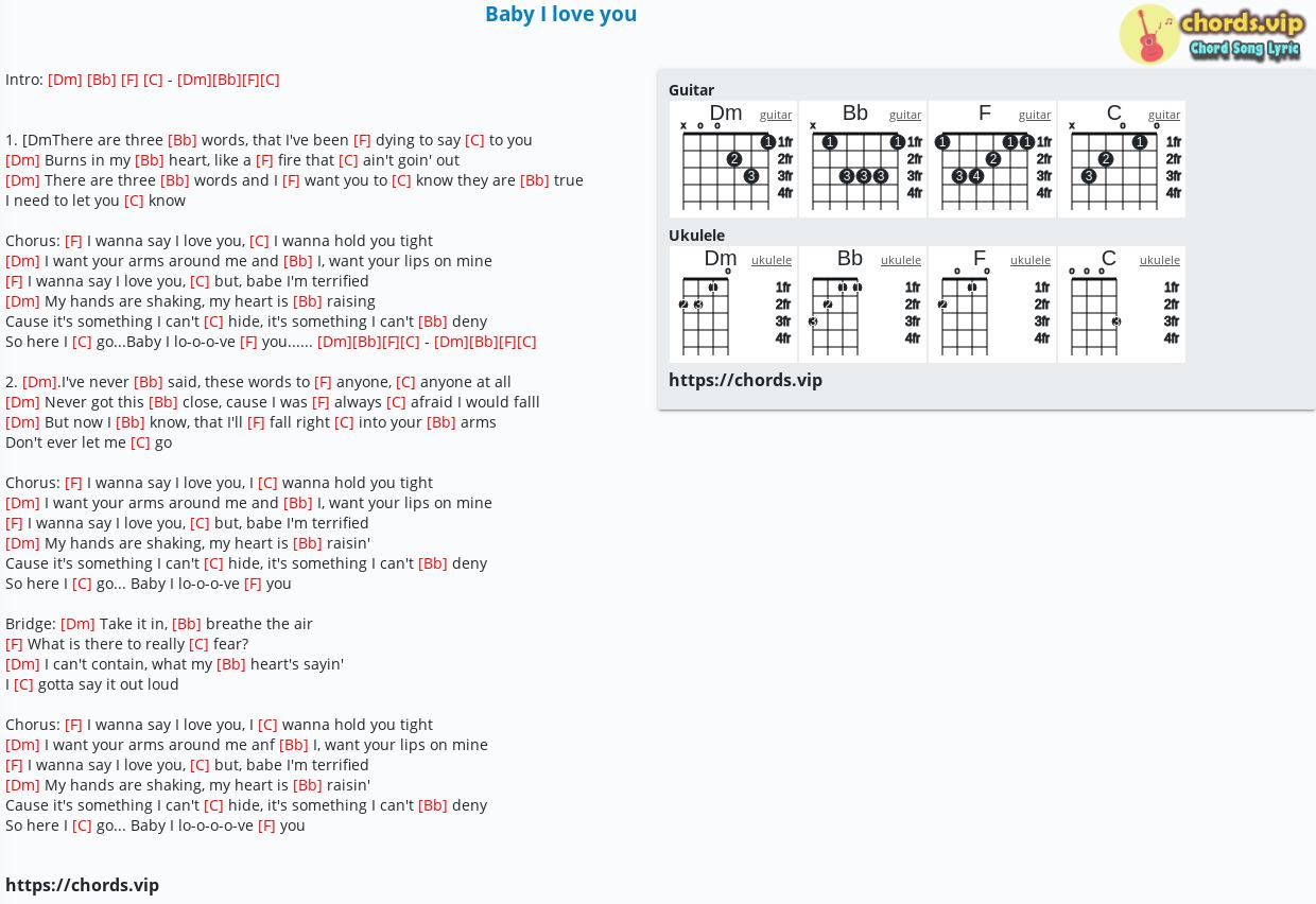 Chord Baby I Love You Nhạc Ngoại Tab Song Lyric Sheet Guitar Ukulele Chords Vip