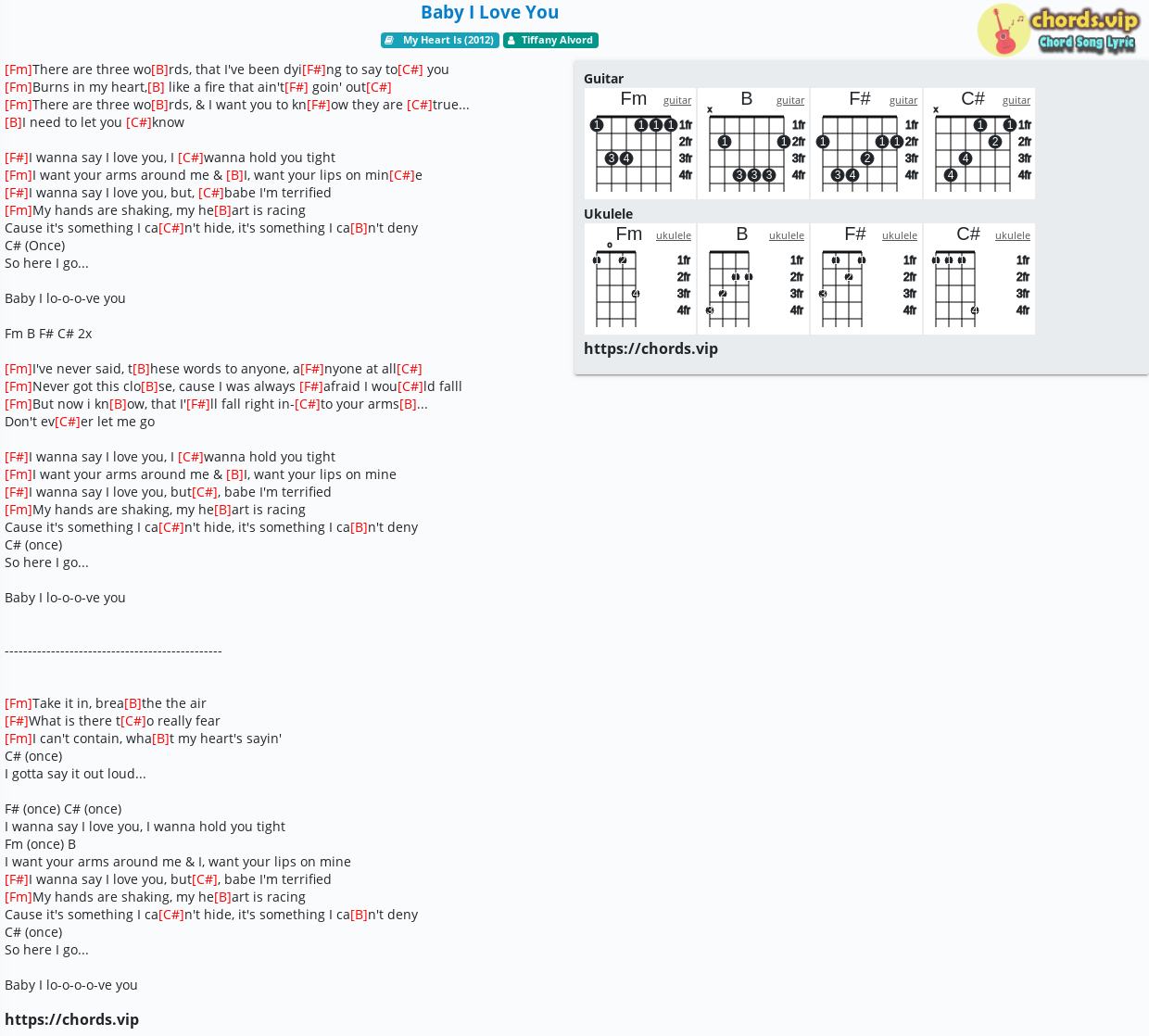 Chord Baby I Love You Tiffany Alvord Tab Song Lyric Sheet Guitar Ukulele Chords Vip