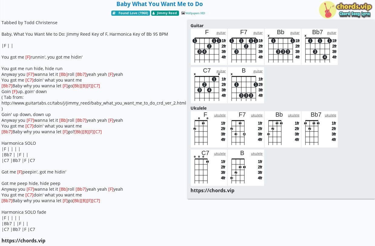 Chord: Baby What You Want Me to Do - tab, song lyric, sheet, guitar