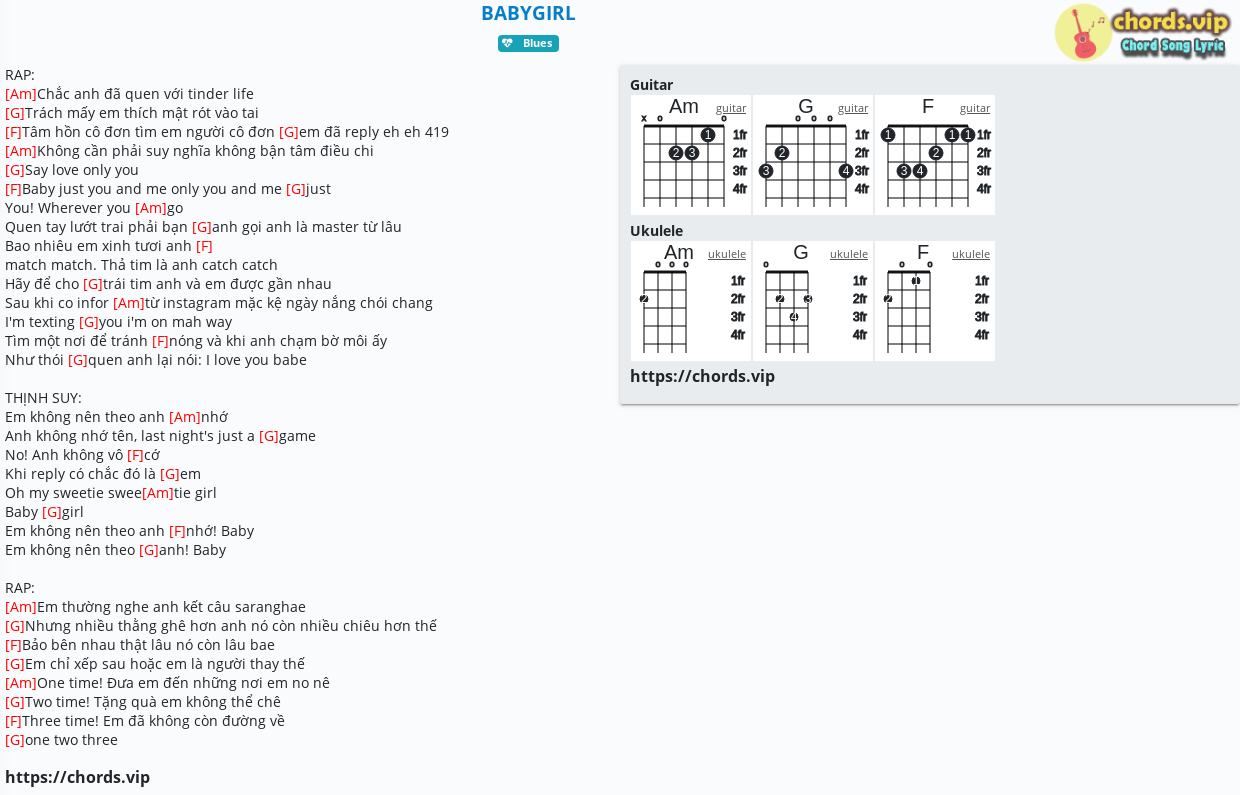 Chord Babygirl Thịnh Suy Yuno Bigboi Tab Song Lyric Sheet Guitar Ukulele Chords Vip
