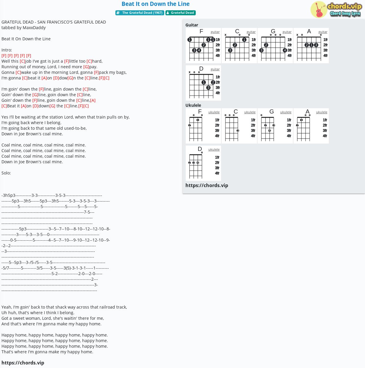 Chord Beat It On Down The Line Grateful Dead Tab Song Lyric Sheet Guitar Ukulele Chords Vip