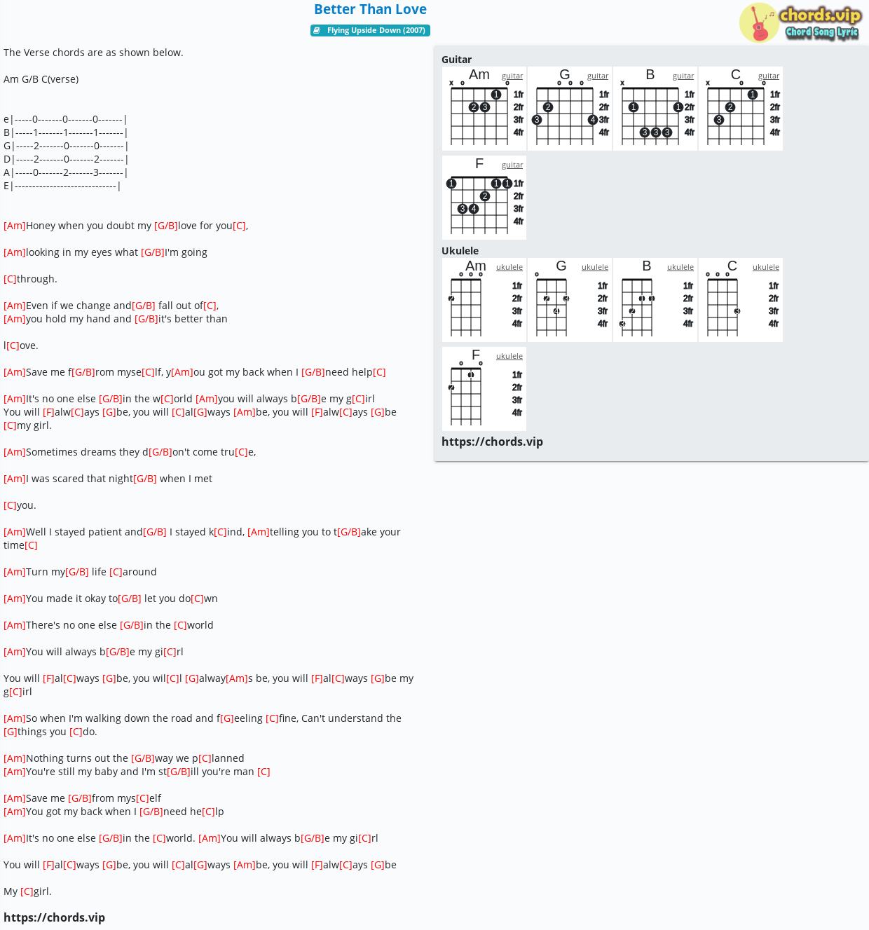 Chord Better Than Love Griffin House Sherina Tab Song Lyric Sheet Guitar Ukulele Chords Vip