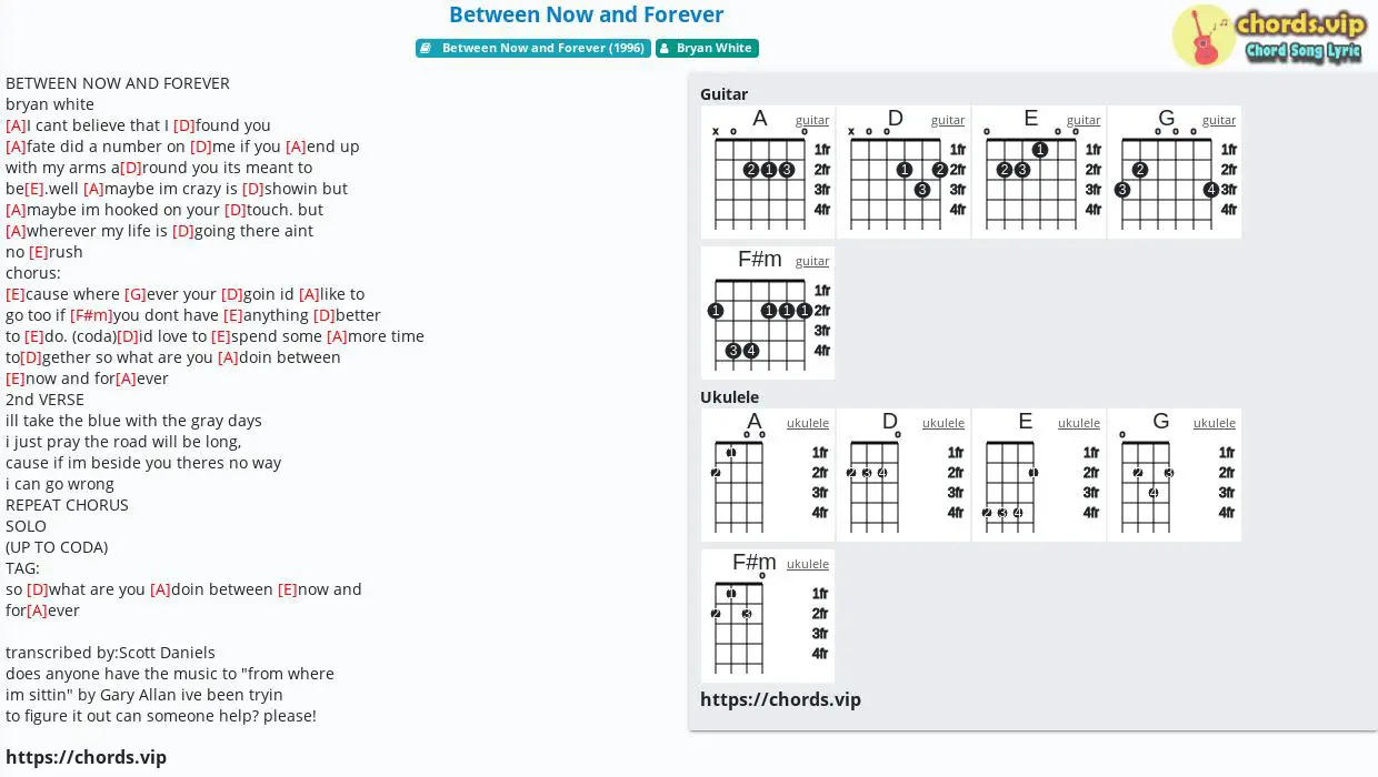 Chord Between Now And Forever Bryan White Tab Song Lyric Sheet Guitar Ukulele Chords Vip Chord Between Now And Forever Bryan White Tab Song Lyric Sheet Guitar Ukulele Chords Vip