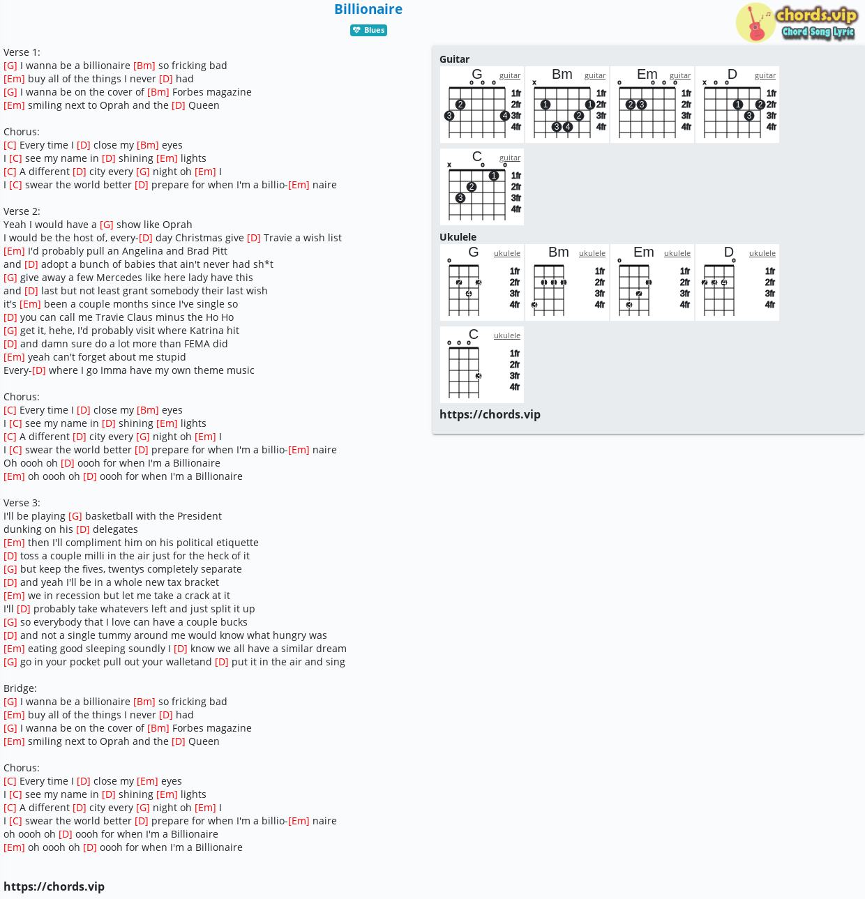 Billionaire Guitar Chords
