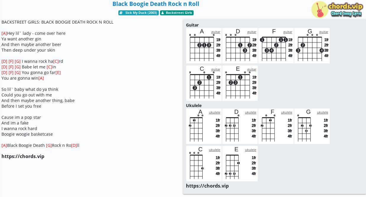 Hợp âm Black Boogie Death Rock n Roll cảm âm, tab guitar, ukulele lời bài hát chords.vip