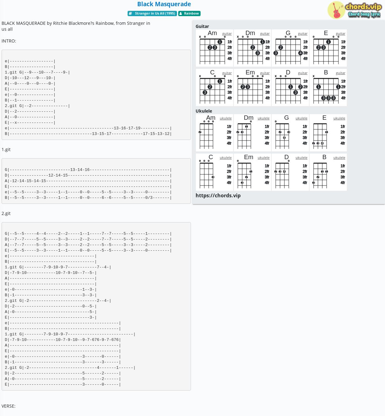 Chord Black Masquerade Rainbow Tab Song Lyric Sheet Guitar Ukulele Chords Vip