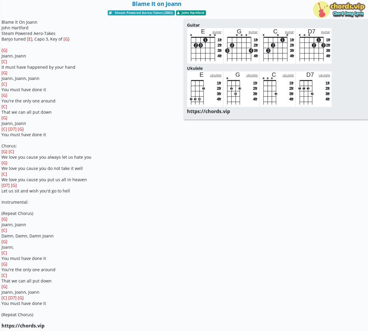 Chord Blame It On Joann John Hartford Tab Song Lyric Sheet Guitar Ukulele Chords Vip Chord Blame It On Joann John Hartford Tab Song Lyric Sheet Guitar Ukulele Chords Vip