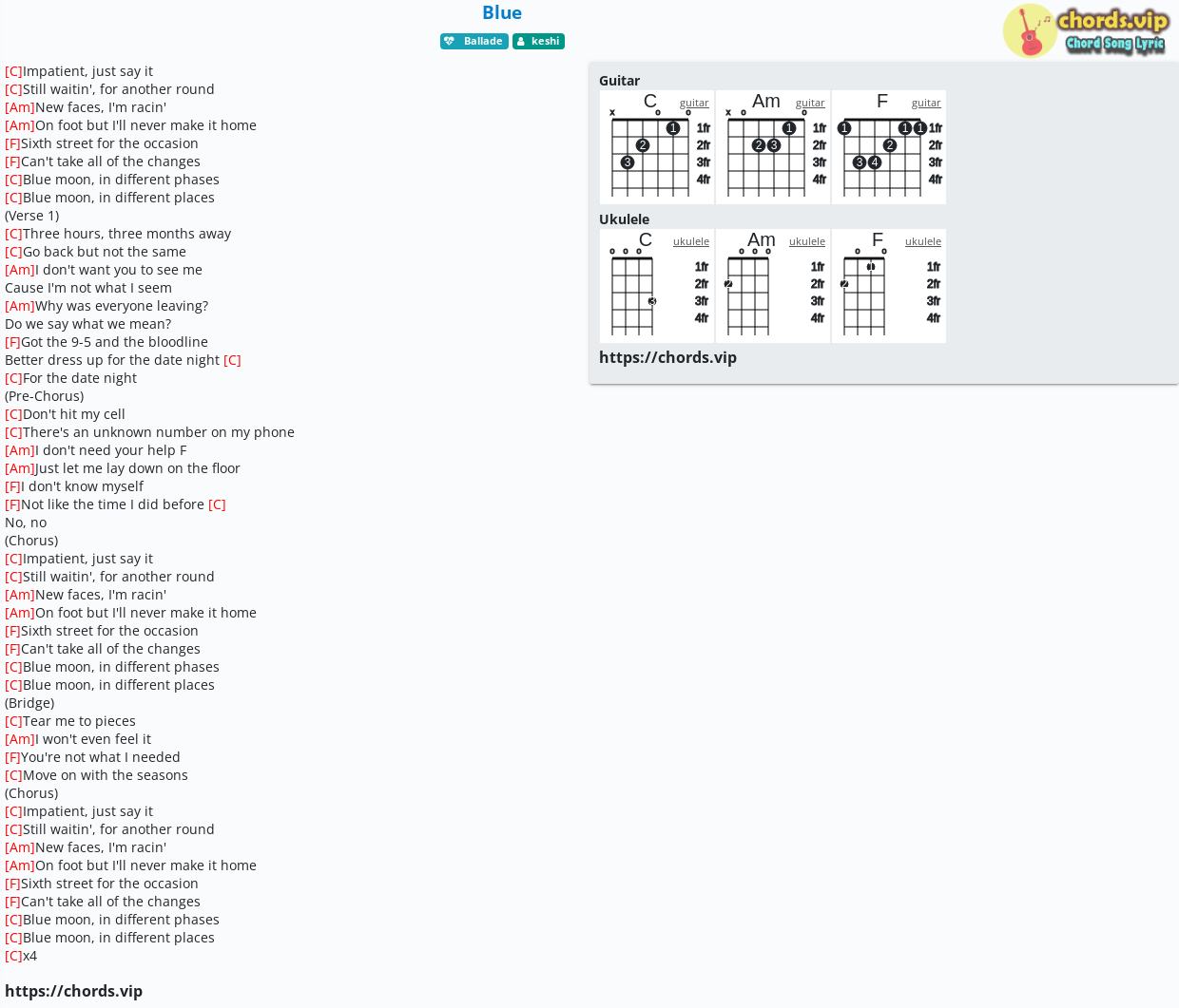 Chord: Blue - tab, song lyric, sheet, guitar, ukulele | chords.vip