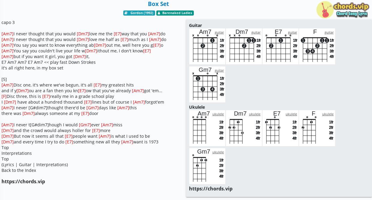 Chord Box Set Barenaked Ladies Tab Song Lyric Sheet Guitar Ukulele Chords Vip