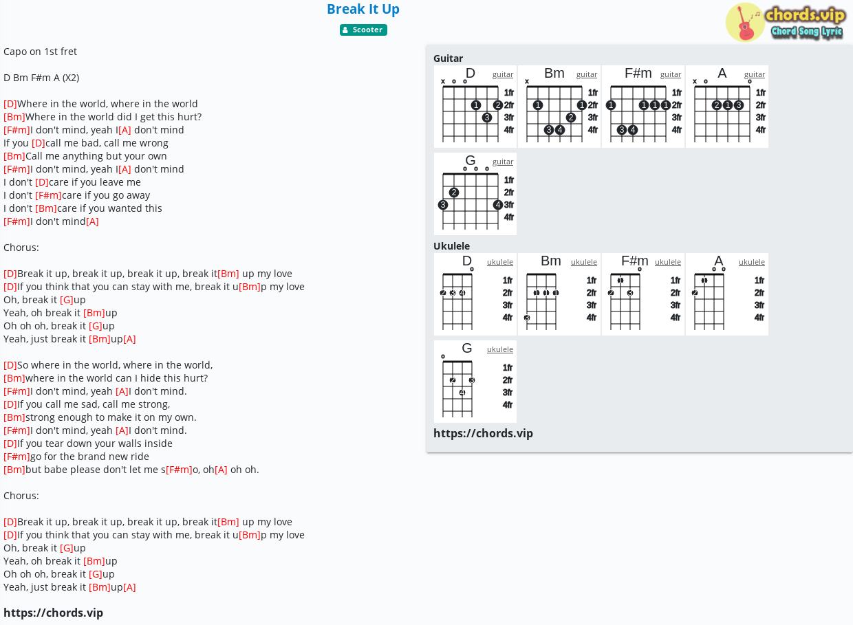 Scooter Break It Up Chords Chord: Break It Up - Scooter - tab, song lyric, sheet, guitar, ukulele