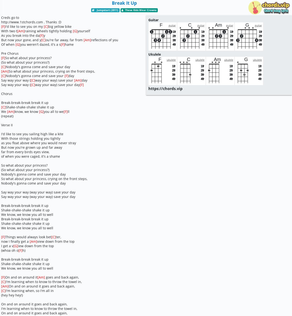 Chord Break It Up These Kids Wear Crowns Tab Song Lyric Sheet Guitar Ukulele Chords Vip Chord Break It Up These Kids Wear Crowns Tab Song Lyric Sheet Guitar Ukulele Chords Vip