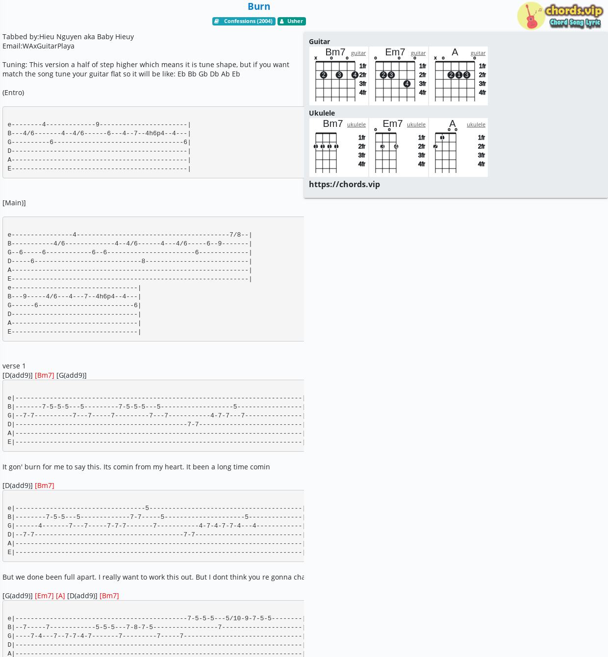 Chord: Burn - tab, song lyric, sheet, guitar, ukulele chords.vip