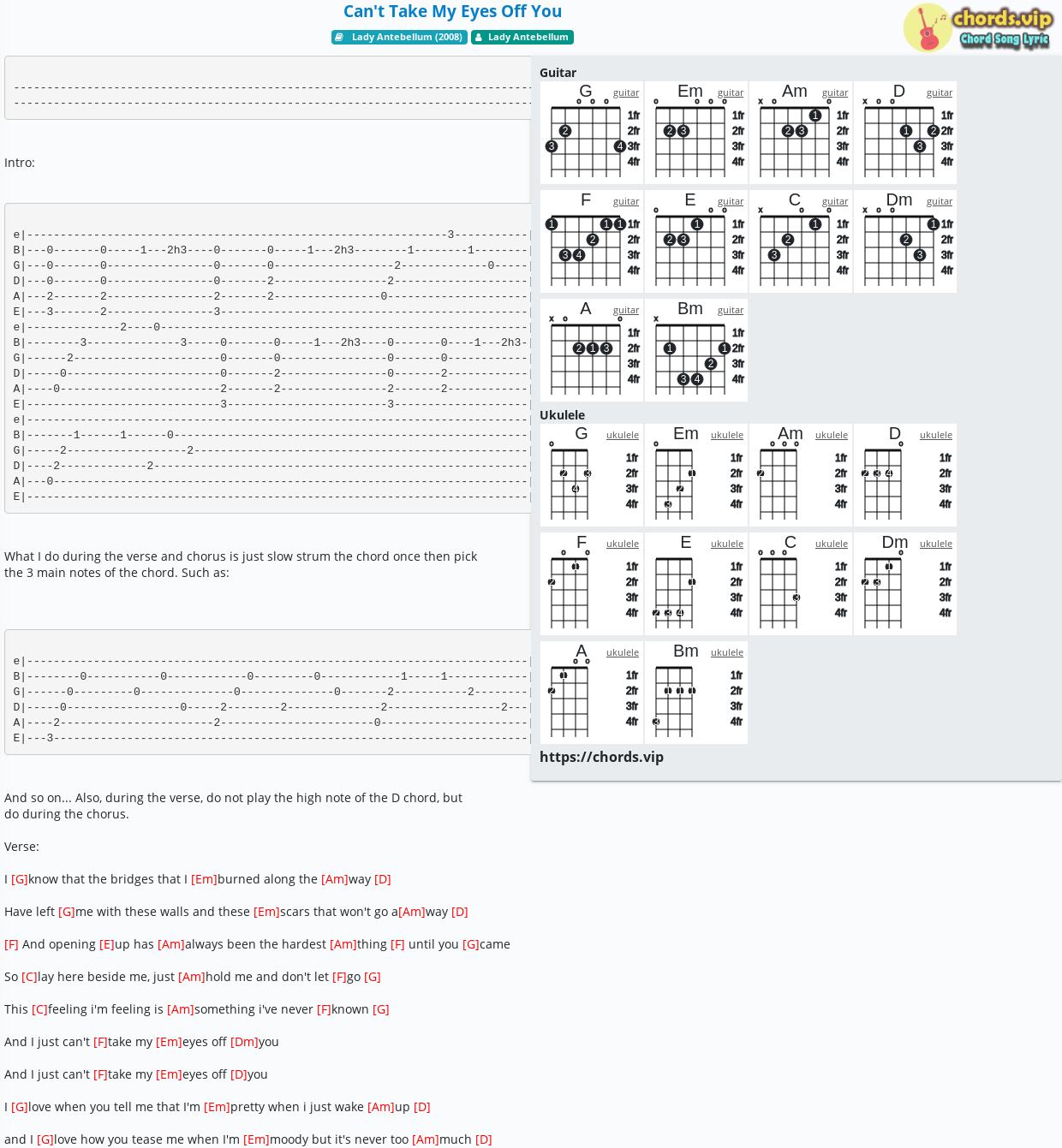 Chord Can T Take My Eyes Off You Lady Antebellum Tab Song Lyric Sheet Guitar Ukulele Chords Vip