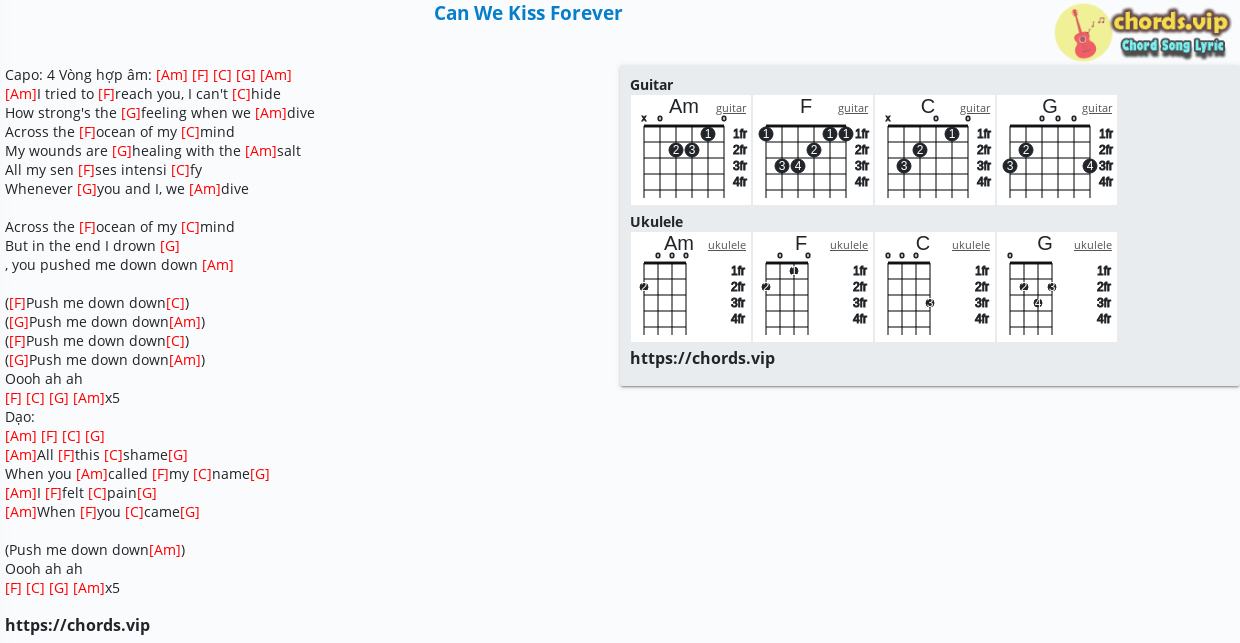 Chord Can We Kiss Forever Adriana Proenza Kina Tab Song Lyric Sheet Guitar Ukulele Chords Vip