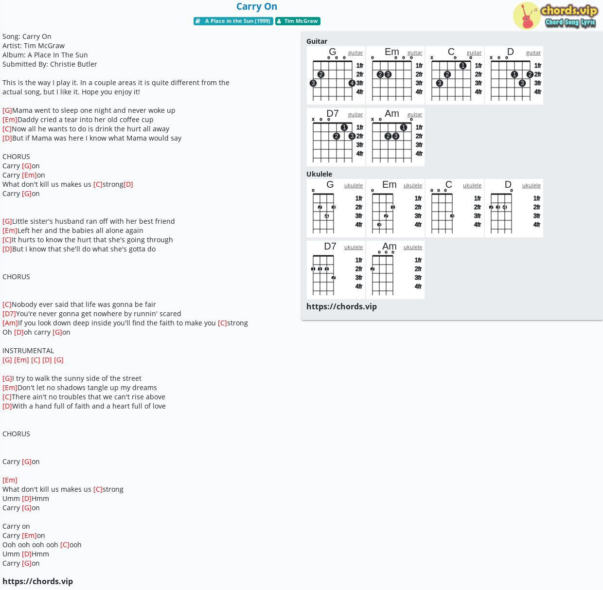 Chord Carry On Tim Mcgraw Tab Song Lyric Sheet Guitar Ukulele Chords Vip