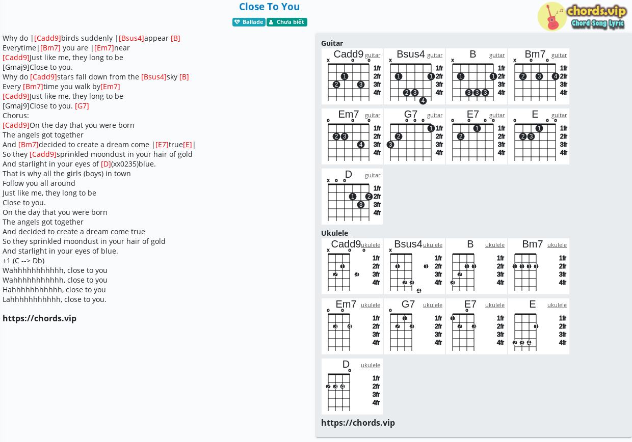 Close To You Ukulele Chords Reneé Dominique Chord: Close To You - tab, song lyric, sheet, guitar, ukulele | chords.vip