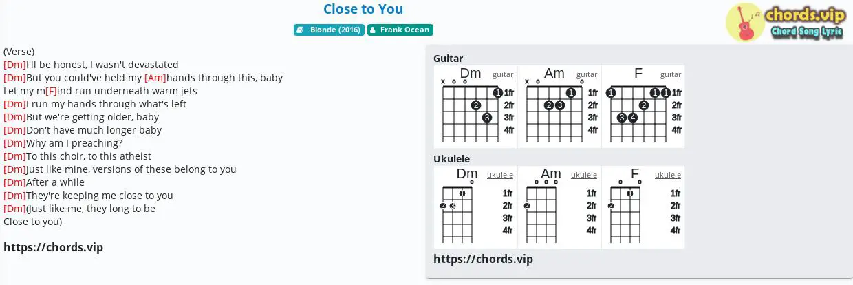 Close To You Ukulele Chords Reneé Dominique Chord: Close to You - tab, song lyric, sheet, guitar, ukulele | chords.vip