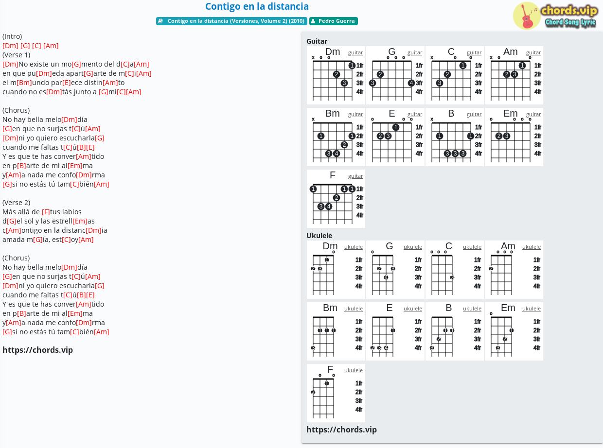 Chord Contigo En La Distancia Pedro Guerra Tab Song Lyric Sheet Guitar Ukulele Chords Vip