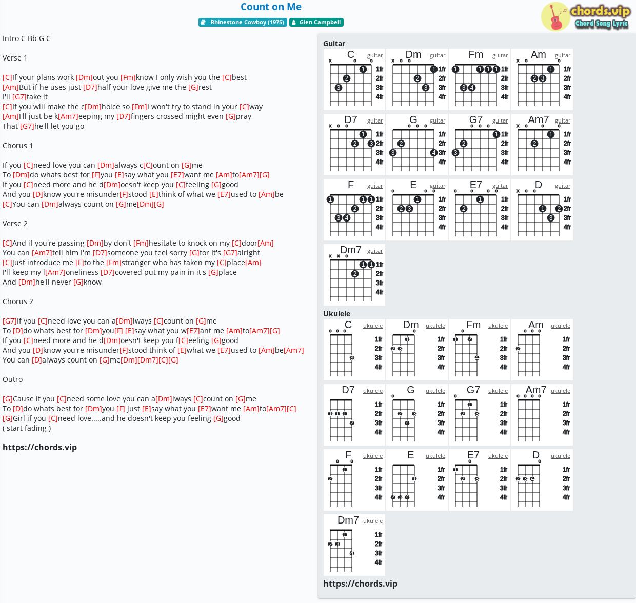 Fastest You Can Count On Me Lyrics And Chords