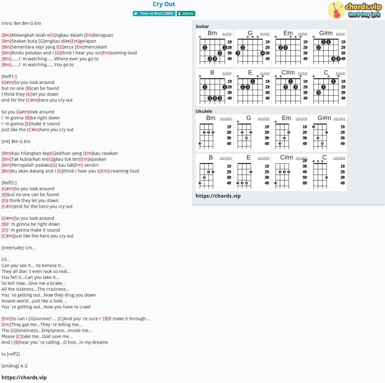 Chord Cry Out Edane Tab Song Lyric Sheet Guitar Ukulele Chords Vip