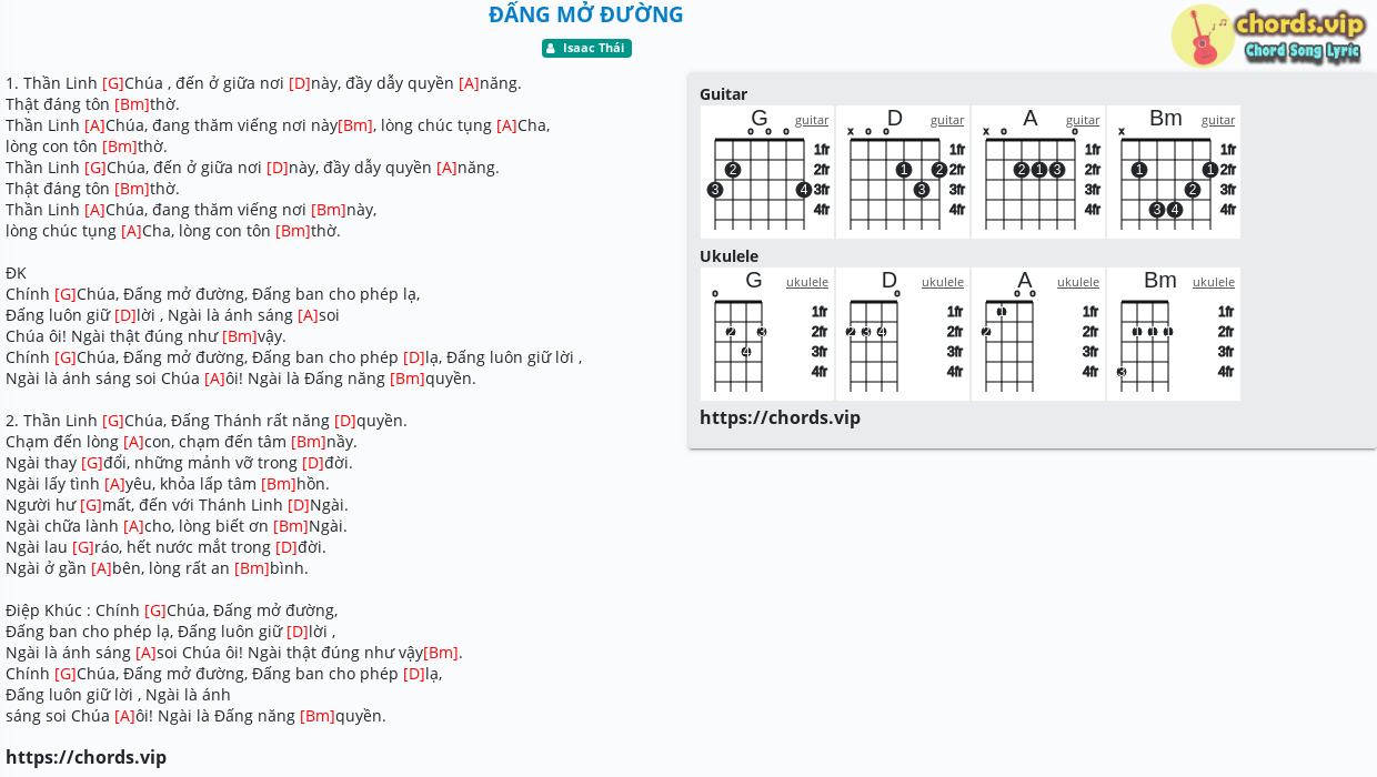 Hợp Am đấng Mở đường Isaac Thai Cảm Am Tab Guitar Ukulele Lời Bai Hat Chords Vip