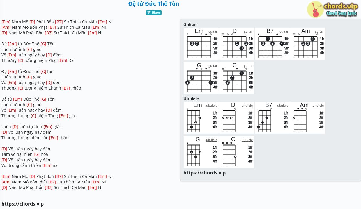 Chord đệ Tử đức Thế Ton Tam đức Kinh Phap Cu Tab Song Lyric Sheet Guitar Ukulele Chords Vip