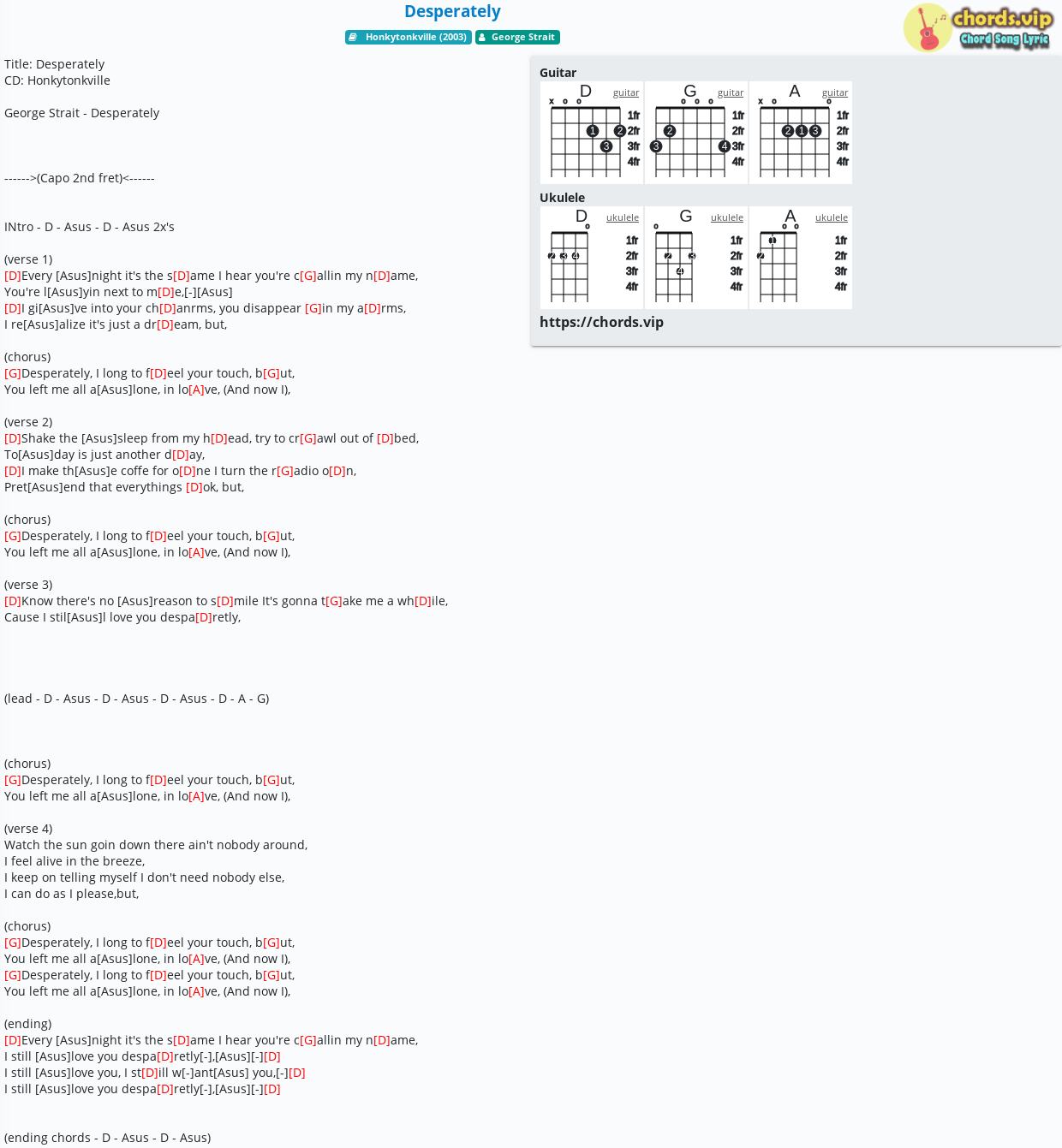 Chord Desperately George Strait Tab Song Lyric Sheet Guitar Ukulele Chords Vip