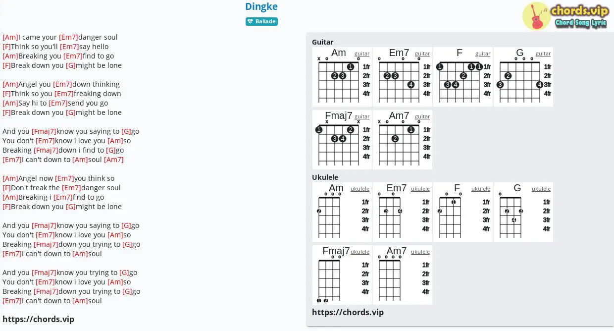 Chord Dingke Tab Song Lyric Sheet Guitar Ukulele Chords Vip Chord Dingke Tab Song Lyric Sheet Guitar Ukulele Chords Vip