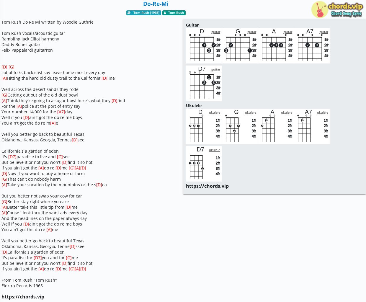 Do Re Mi by Woody Guthrie - Guitar Tab - Guitar Instructor