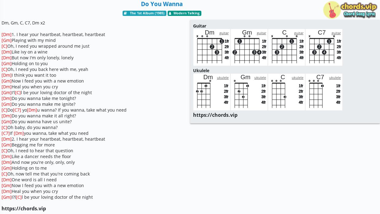 Chord: Do You Wanna - tab, song lyric, sheet, guitar, ukulele | chords.vip