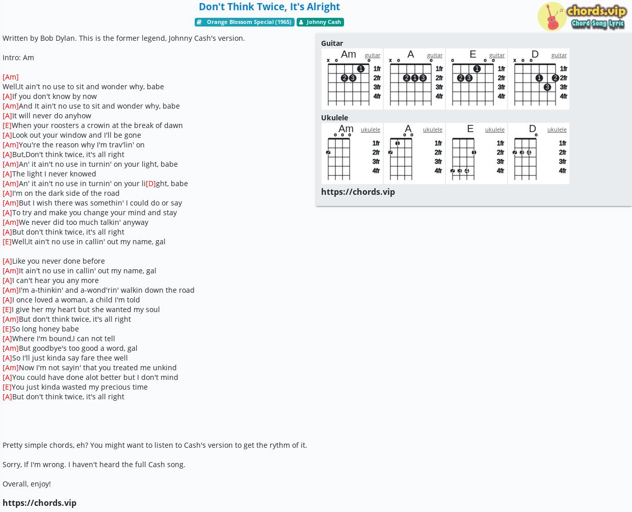 Chord Don T Think Twice It S Alright Johnny Cash Tab Song Lyric Sheet Guitar Ukulele Chords Vip Chord Don T Think Twice It S Alright Johnny Cash Tab Song Lyric Sheet Guitar Ukulele Chords Vip