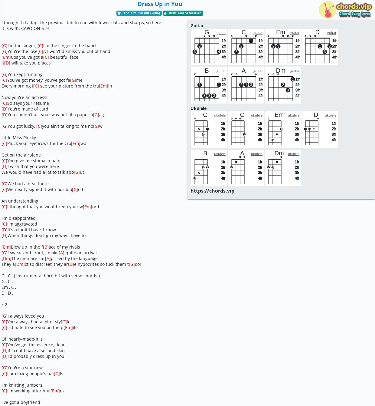 Chord Dress Up In You Belle And Sebastian Tab Song Lyric Sheet Guitar Ukulele Chords Vip