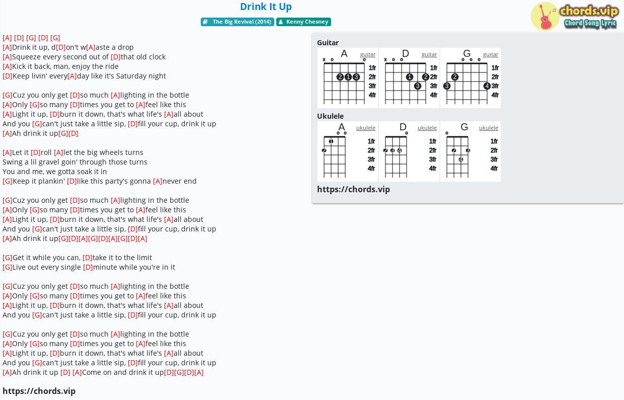 Chord Drink It Up Kenny Chesney Tab Song Lyric Sheet Guitar Ukulele Chords Vip