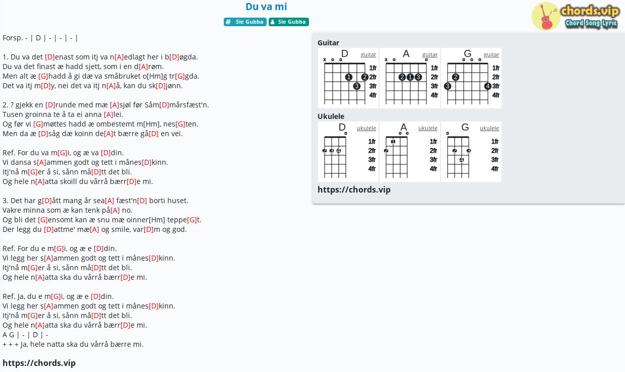 Chord Du Va Mi Sie Gubba Tab Song Lyric Sheet Guitar Ukulele Chords Vip