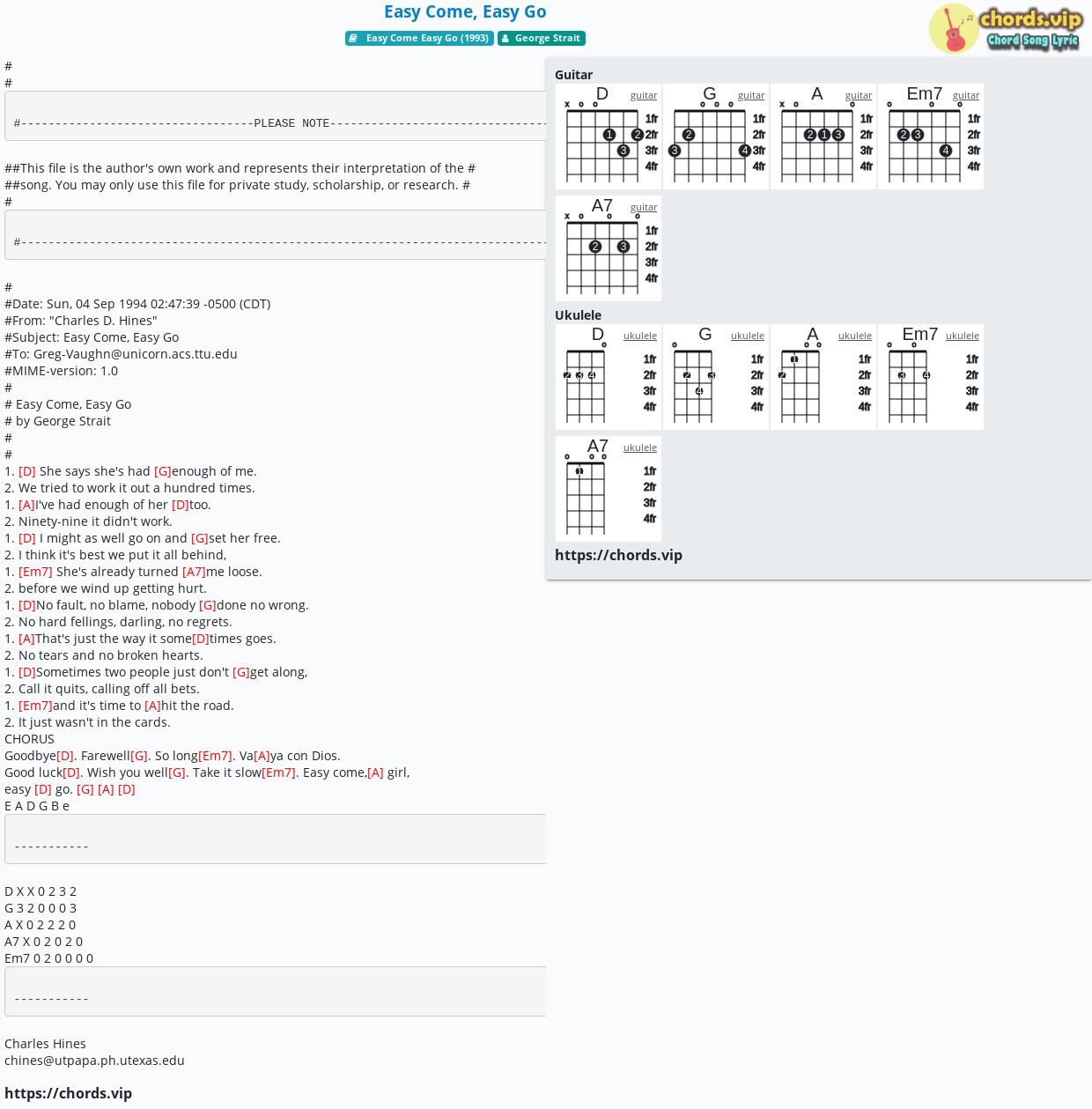 Chord Easy Come Easy Go George Strait Tab Song Lyric Sheet Guitar Ukulele Chords Vip