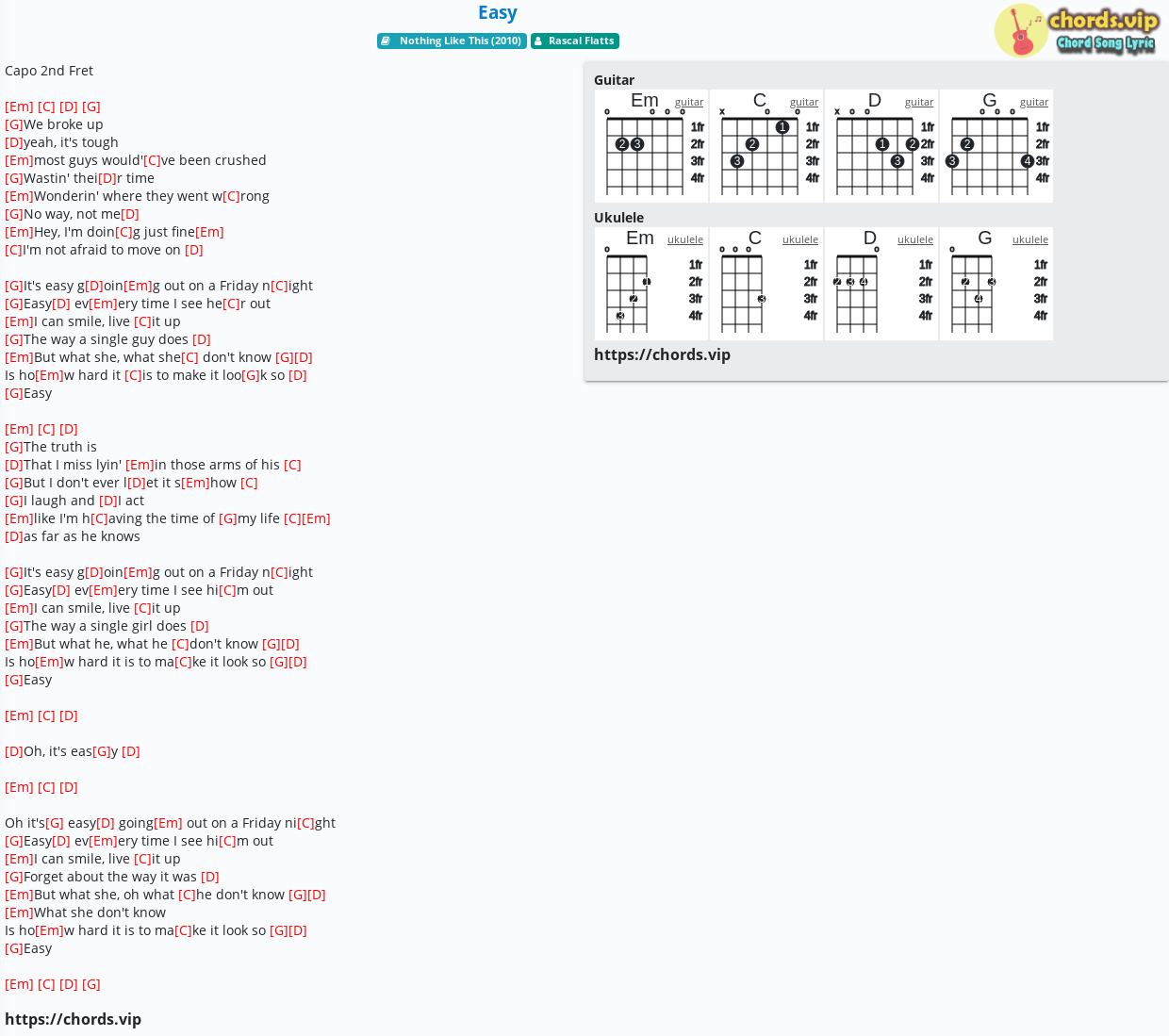 Chord Easy Rascal Flatts Tab Song Lyric Sheet Guitar Ukulele Chords Vip