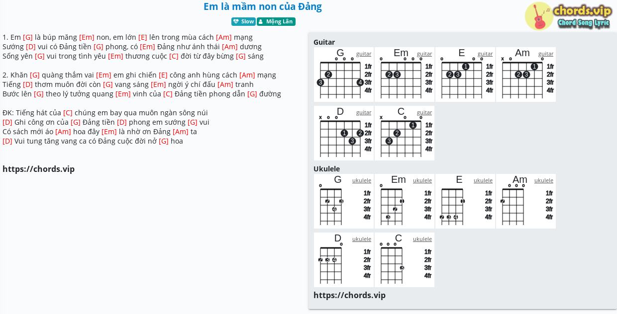 Lời bài hát em là mầm non của đảng