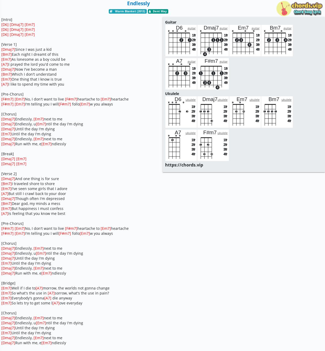 Chord Endlessly Dent May Tab Song Lyric Sheet Guitar Ukulele Chords Vip