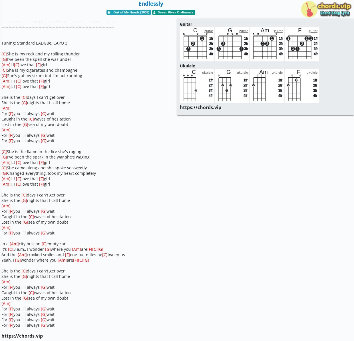 Chord Endlessly Green River Ordinance Tab Song Lyric Sheet Guitar Ukulele Chords Vip