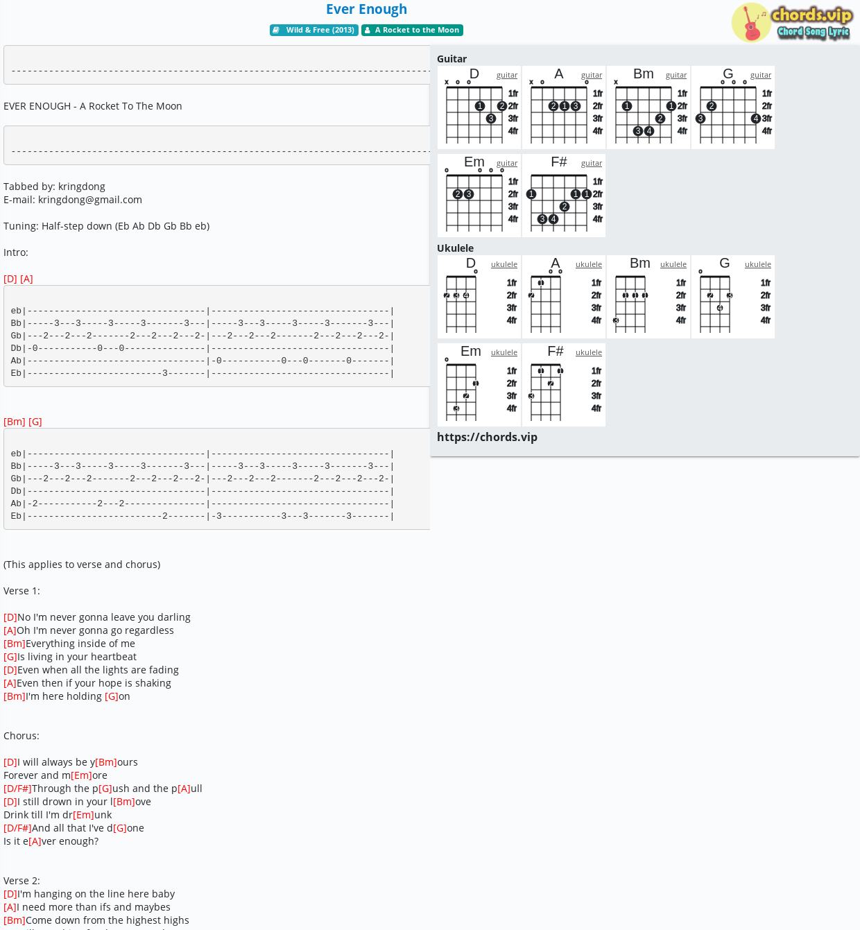 Chord Ever Enough tab, song lyric, sheet, guitar, ukulele chords.vip